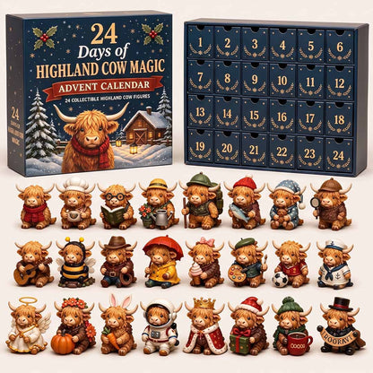 Kalendarz Adwentowy ze Szkockimi Krowami 2026 — 24 Figurki Highland